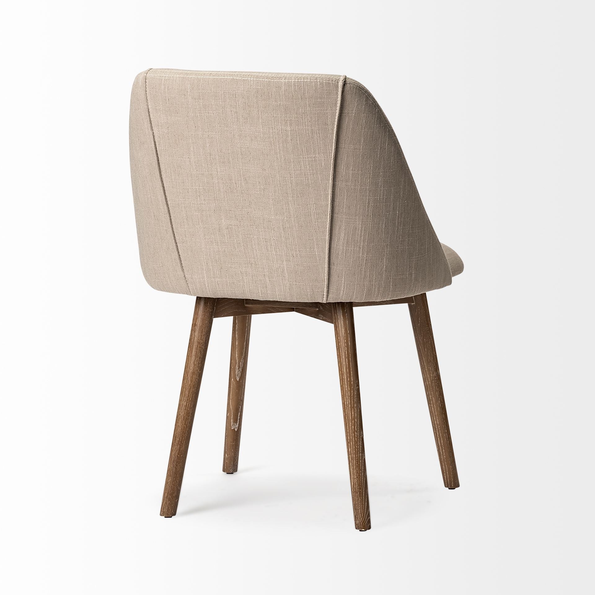 Mercana Ronald I Cream Fabric Wrap Brown Wooden Base Dining Chair