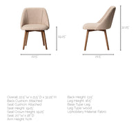 Mercana Ronald I Cream Fabric Wrap Brown Wooden Base Dining Chair