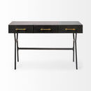 Mercana Vince 51L x 18W Black Metal With Gold Accents 3 Drawer Office Desk