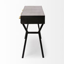Mercana Vince 51L x 18W Black Metal With Gold Accents 3 Drawer Office Desk