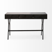 Mercana Vince 51L x 18W Black Metal With Gold Accents 3 Drawer Office Desk