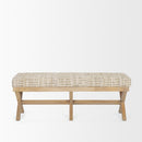 Mercana Solis II 50L x 16W Brown Base Beige Woven Leather Cushion Accent Bench