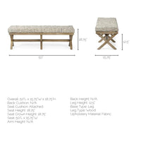 Mercana Solis II 50L x 16W Brown Base Beige Woven Leather Cushion Accent Bench