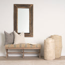 Mercana Solis 50L x 16W Brown Base Upholstered Beige/Black Stripe Seat Accent Bench