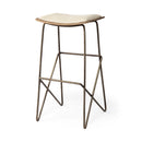 Mercana Katniss 30" Total Height Cream Fabric Seat Gold Metal Frame Bar Stool