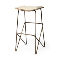 Mercana Katniss 30" Total Height Cream Fabric Seat Gold Metal Frame Bar Stool