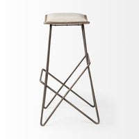 Mercana Katniss 30" Total Height Cream Fabric Seat Gold Metal Frame Bar Stool