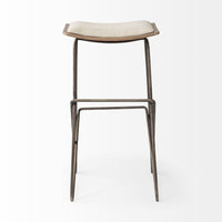 Mercana Katniss 30" Total Height Cream Fabric Seat Gold Metal Frame Bar Stool