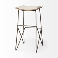 Mercana Katniss 30" Total Height Cream Fabric Seat Gold Metal Frame Bar Stool