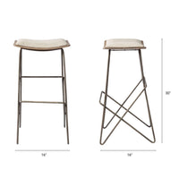 Mercana Katniss 30" Total Height Cream Fabric Seat Gold Metal Frame Bar Stool