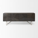 Mercana Darwin 80x17.5 Brown Solid Wood Gold Metal Base 4 Cabinet Door Sideboard