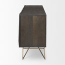 Mercana Darwin 80x17.5 Brown Solid Wood Gold Metal Base 4 Cabinet Door Sideboard