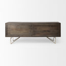 Mercana Darwin 80x17.5 Brown Solid Wood Gold Metal Base 4 Cabinet Door Sideboard