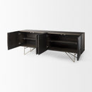 Mercana Darwin 80x17.5 Brown Solid Wood Gold Metal Base 4 Cabinet Door Sideboard