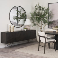 Mercana Darwin 80x17.5 Brown Solid Wood Gold Metal Base 4 Cabinet Door Sideboard