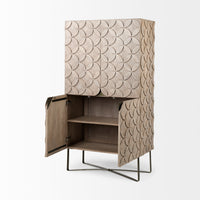 Mercana Excelsior II 68.1" H Light Brown Wood Gold Iron Base Storage Cabinet