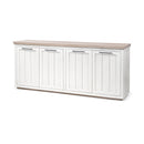Mercana Fairview III Solid Wood Brown Top and White Frame 4 Cabinet Door Sideboard
