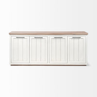 Mercana Fairview III Solid Wood Brown Top and White Frame 4 Cabinet Door Sideboard