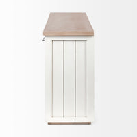 Mercana Fairview III Solid Wood Brown Top and White Frame 4 Cabinet Door Sideboard