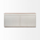 Mercana Fairview III Solid Wood Brown Top and White Frame 4 Cabinet Door Sideboard