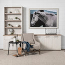 Mercana Fairview III Solid Wood Brown Top and White Frame 4 Cabinet Door Sideboard