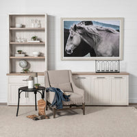Mercana Fairview III Solid Wood Brown Top and White Frame 4 Cabinet Door Sideboard