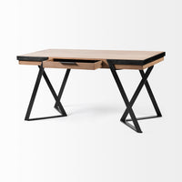 Mercana Steinbeck 61L x 28.75W x 30H Light Brown Wooden Iron Frame Office Desk