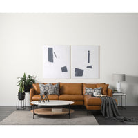 Mercana Larkin 48" Oval White Marble Top and Solid Wood Shelf With Black Metal Frame Coffee Table