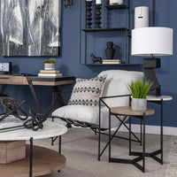 Mercana Larkin II Marble and Medium Brown Wood Round Tabletop Nesting End/Side Tables