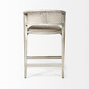 Mercana Tabitha 26.75" Seat Height Beige Fabric/Rattan Seat Blonde Wood Frame Counter Stool