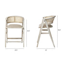 Mercana Tabitha 26.75" Seat Height Beige Fabric/Rattan Seat Blonde Wood Frame Counter Stool