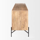 Mercana Cairo 78x19 Brown Solid Wood Black Metal Base 4 Door Cabinet Sideboard