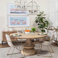 Mercana Crossman 60" Round Blonde Solid Wood and Base Dining Table
