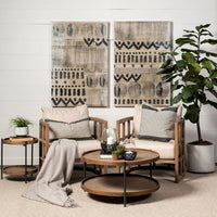 Mercana Kade III 16.9" Round Top Natural Brown Wood and Gray Metal Frame Tray-Style End/Side Table