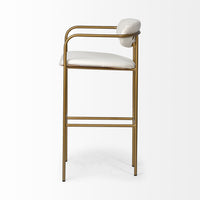 Mercana Parker 30" Seat Height Cream Fabric Seat Gold Metal Bar Stool