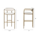 Mercana Parker 30" Seat Height Cream Fabric Seat Gold Metal Bar Stool