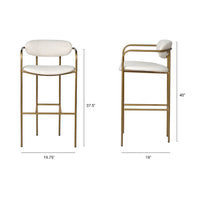Mercana Parker 30" Seat Height Cream Fabric Seat Gold Metal Bar Stool