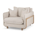 Mercana Roy II Beige Upholstered and Brown Wood Frame Arm Chair