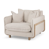 Mercana Roy II Beige Upholstered and Brown Wood Frame Arm Chair