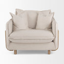 Mercana Roy II Beige Upholstered and Brown Wood Frame Arm Chair