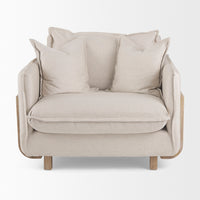 Mercana Roy II Beige Upholstered and Brown Wood Frame Arm Chair