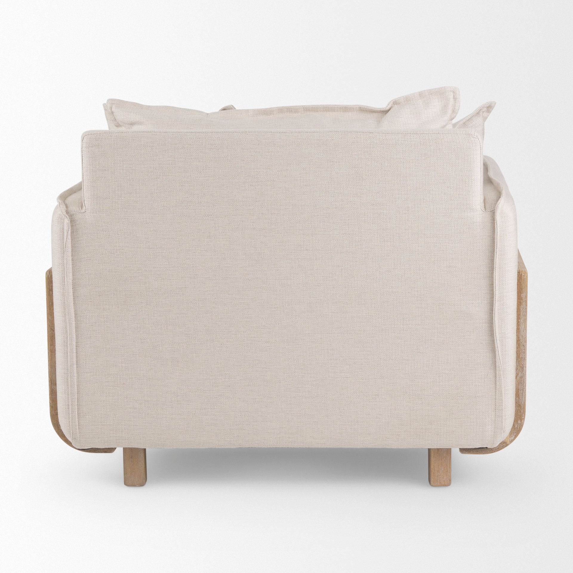 Mercana Roy II Beige Upholstered and Brown Wood Frame Arm Chair