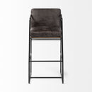 Mercana Stamford 40" Total Height Black Leather Seat With Wood Back, Metal Frame Bar Stool