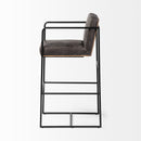 Mercana Stamford 40" Total Height Black Leather Seat With Wood Back, Metal Frame Bar Stool