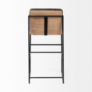 Mercana Stamford 40" Total Height Black Leather Seat With Wood Back, Metal Frame Bar Stool