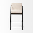 Mercana Stamford 40" Total Height Light Beige Upholstered Seat With Wood Back, Metal Frame Bar Stool