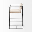 Mercana Stamford 40" Total Height Light Beige Upholstered Seat With Wood Back, Metal Frame Bar Stool