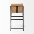 Mercana Stamford 40" Total Height Light Beige Upholstered Seat With Wood Back, Metal Frame Bar Stool