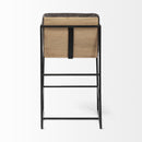 Mercana Stamford 36" Total Height Black Leather Seat With Wood Back, Metal Frame Counter Stool