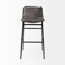 Mercana Kavalan 37.5" Total Height Ebony Leather Seat Black Metal Frame Bar Stool